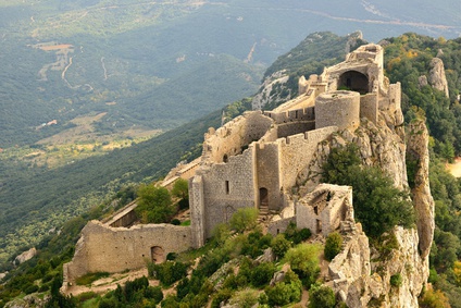 Peyrepertuse cathar castle seen from above